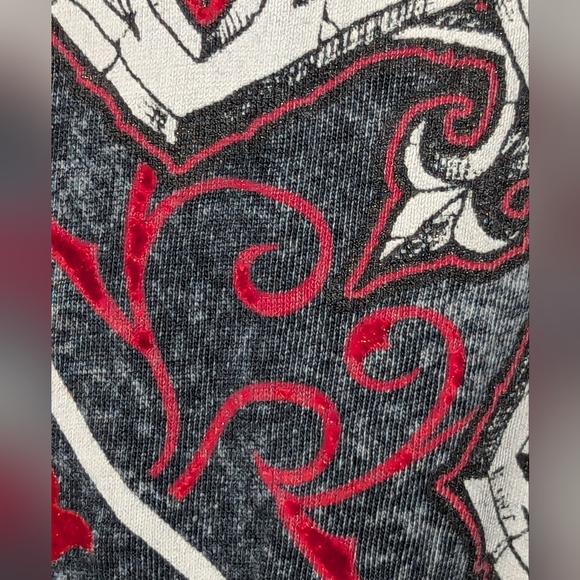 Affliction Live Fast Shirt Red Lettering Distressed Size 2XL - Picture 5 of 16